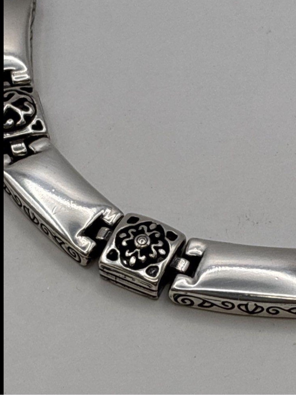 BRIGHTON Retired TRIBECA SILVER Bar LINK NECKLACE 19 in Choker Collar 2571 - Picture 5 of 6